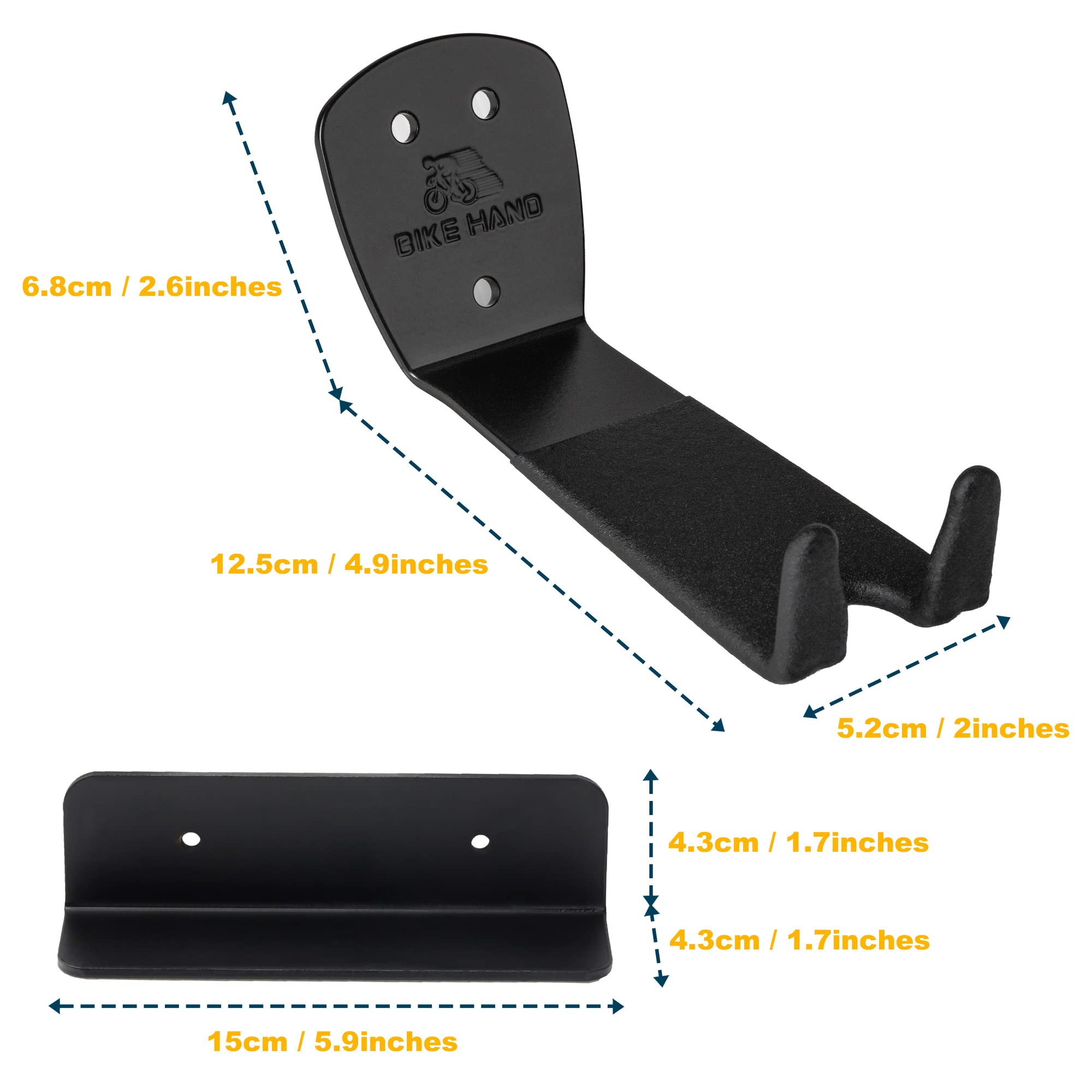 BikeHand Bike Bicycle Cycling Pedal Wall Mount Hangers - Heavy Duty Indoor Storage Stand Hook Rack - Store Your Road, Mountain or Hybrid Bikes in Garage or Home - 2 Pack - Image 6