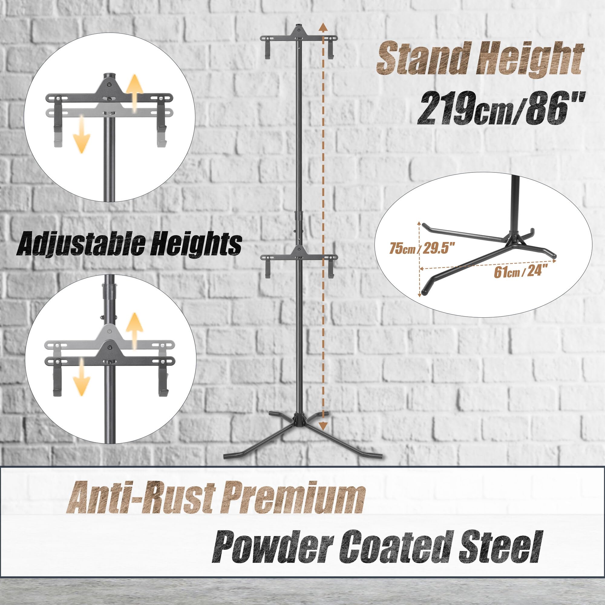 CyclingDeal 2 Bike Bicycle Vertical Hanger Parking Rack Gravity Floor Storage Stand for Garages or Apartments - Image 3