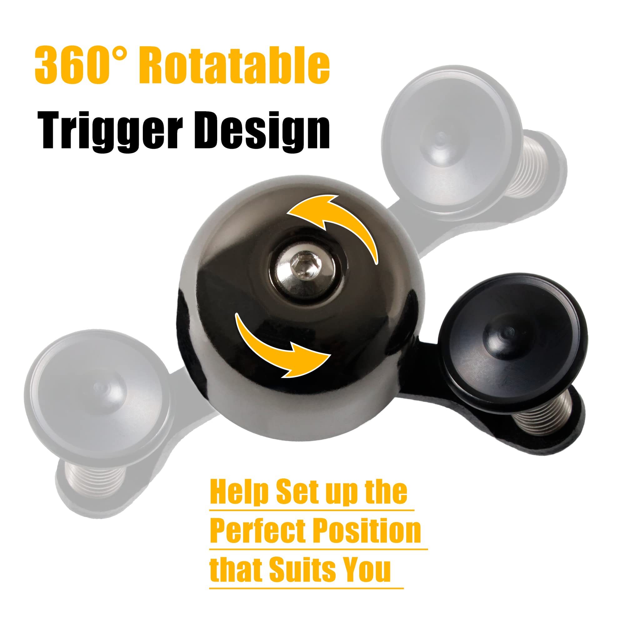 CyclingDeal Adjustable Clamp Tie Bike Bell Bicycle Horn 360 Degree Rotatable Bracket Universal Fit Design– Ideal for Road MTB Hybrid and E-Bikes - Loud Clear Crisp Sound - Image 3
