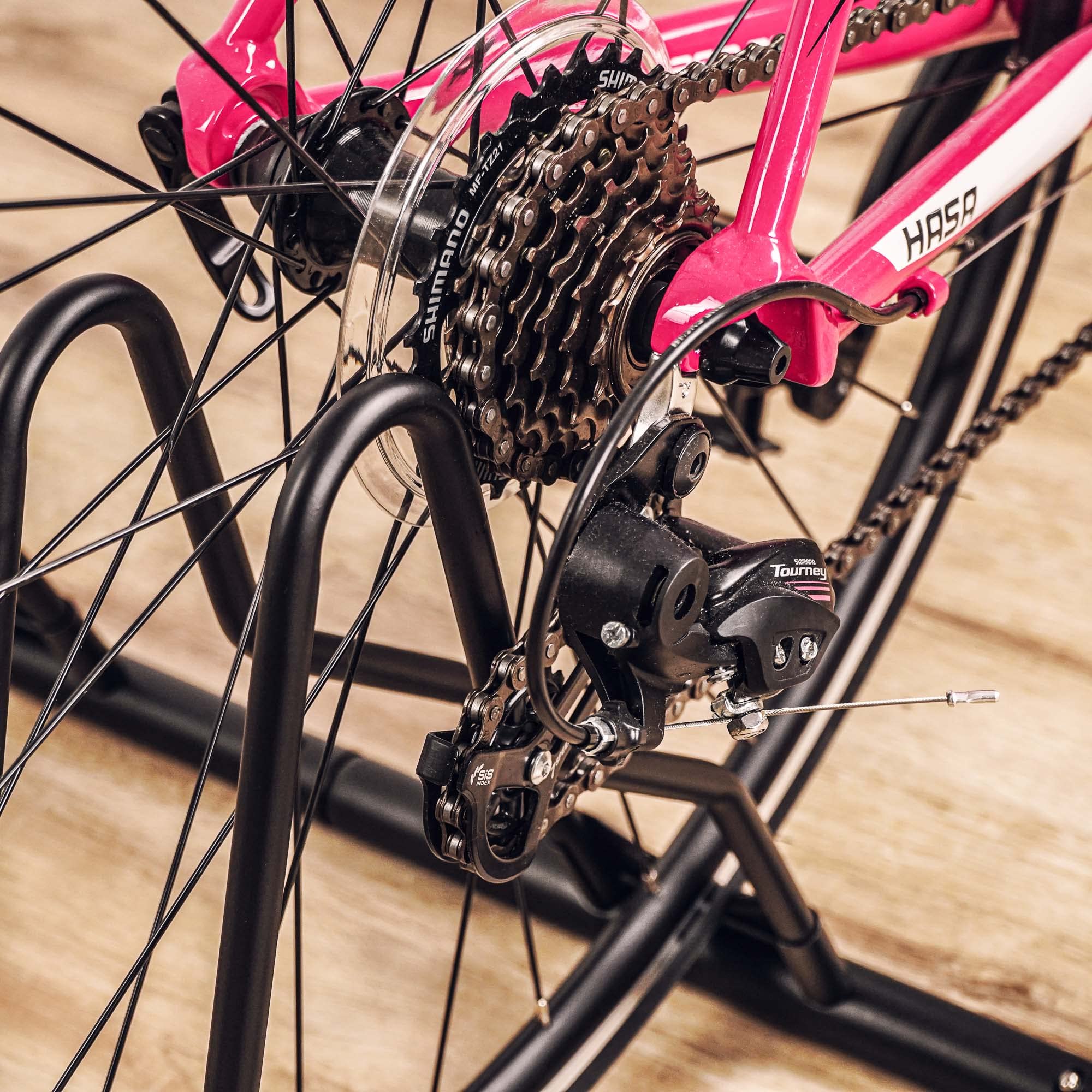 CyclingDeal Bicycle Floor Parking Rack Stand - for Mountain MTB Road Bike - Indoor Home Garage Storage - Classic 3 Bikes - Image 5