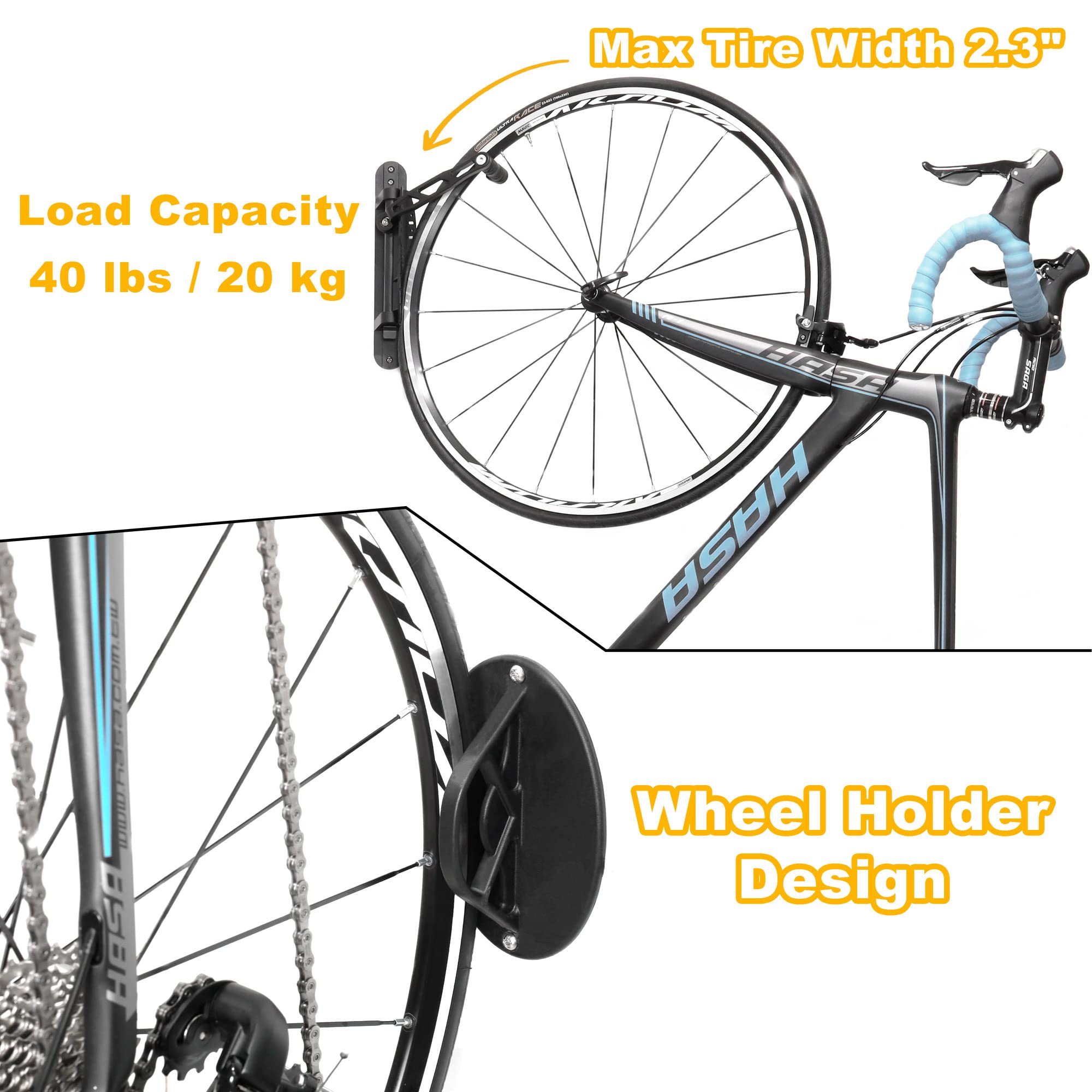 CyclingDeal Bike Swivel Wall Hanger with Rear Wheel Pad Stopper - Adjustable & Foldable Indoor Storage Hook Organizer - Safe & Secure for Storing MTB, Road Bicycles in Garage or Home - 1 Pack - Image 4