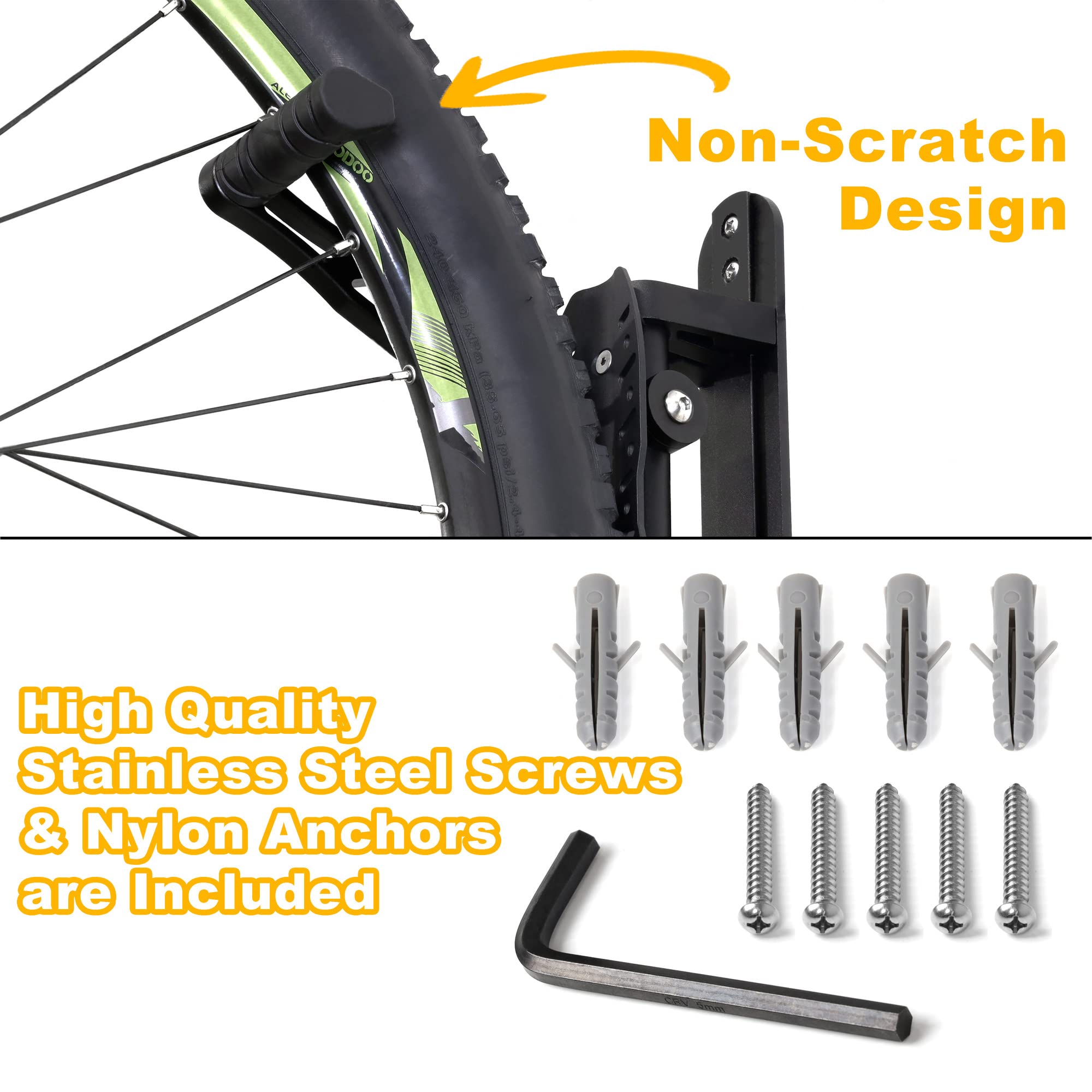 CyclingDeal Bike Swivel Wall Hanger with Rear Wheel Pad Stopper - Adjustable & Foldable Indoor Storage Hook Organizer - Safe & Secure for Storing MTB, Road Bicycles in Garage or Home - 1 Pack - Image 5