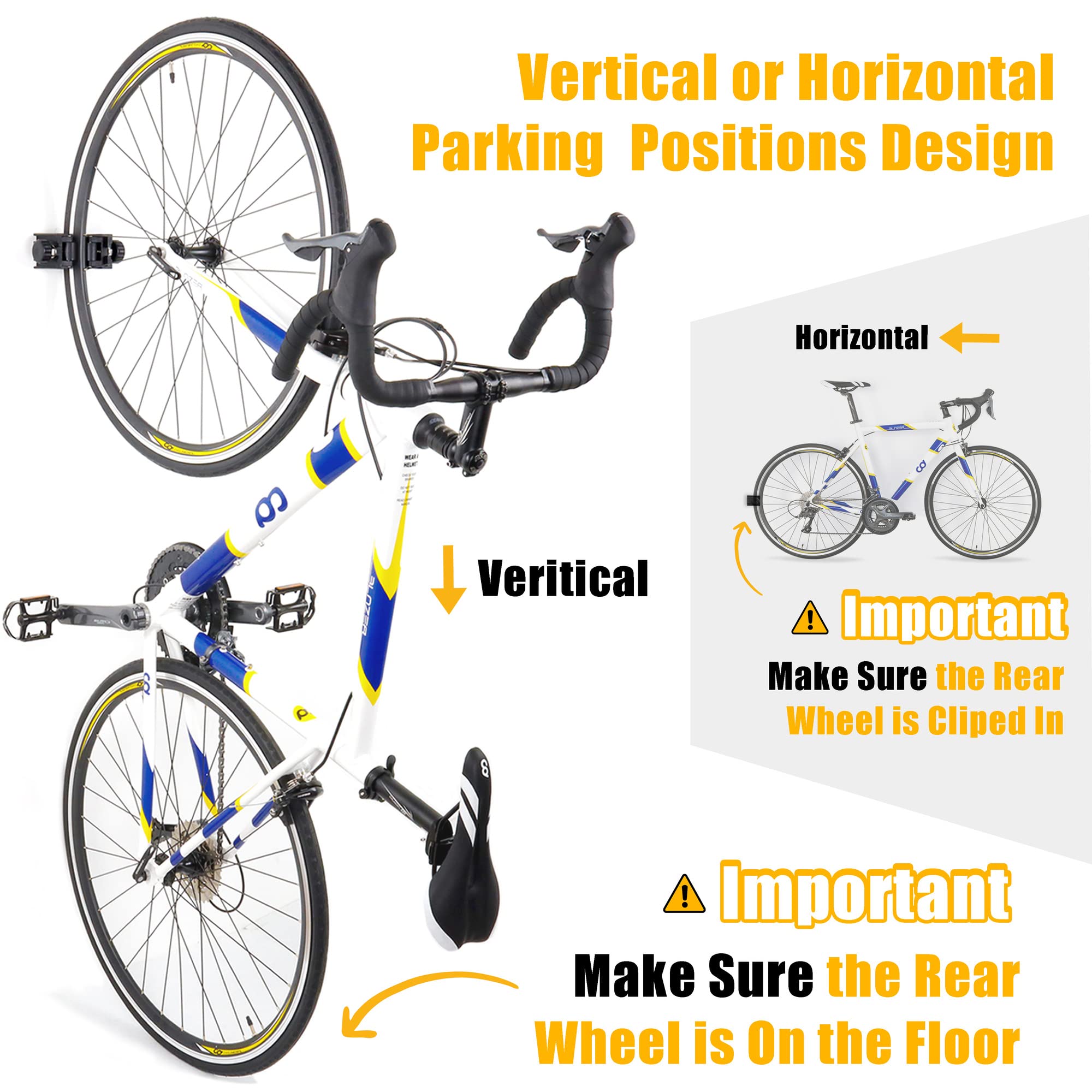 CyclingDeal Bike Tire Bicycle Clip Storage Wall Mount Rack - Premium Quality Clip for Outdoor & Indoor - Safe & Secure for Storing Road Mountain Bikes in Garage or Home - Road Bike 23-28mm (Pack of 2) - Image 4