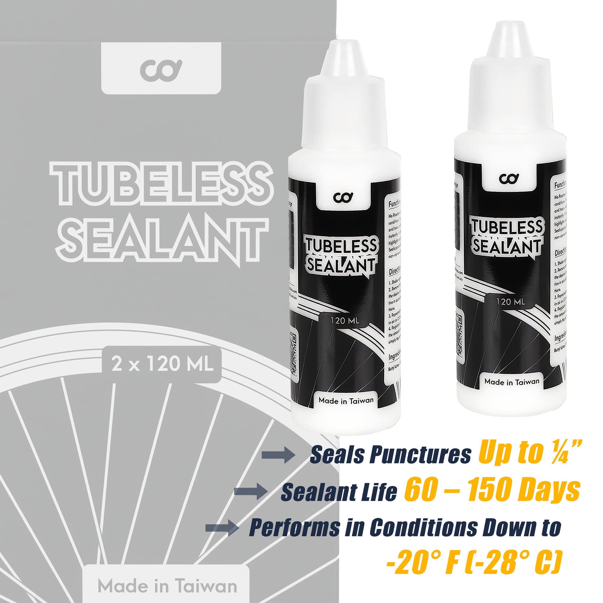 CyclingDeal Upgraded Formula 2 x 4oz Bottles Bike Bicycle Tubeless Tire Sealant Injector Kit - Long Lasting, Fast Sealing, Smooth Filling - Tire Puncture Repair Kit for Road MTB Bikes - Image 4