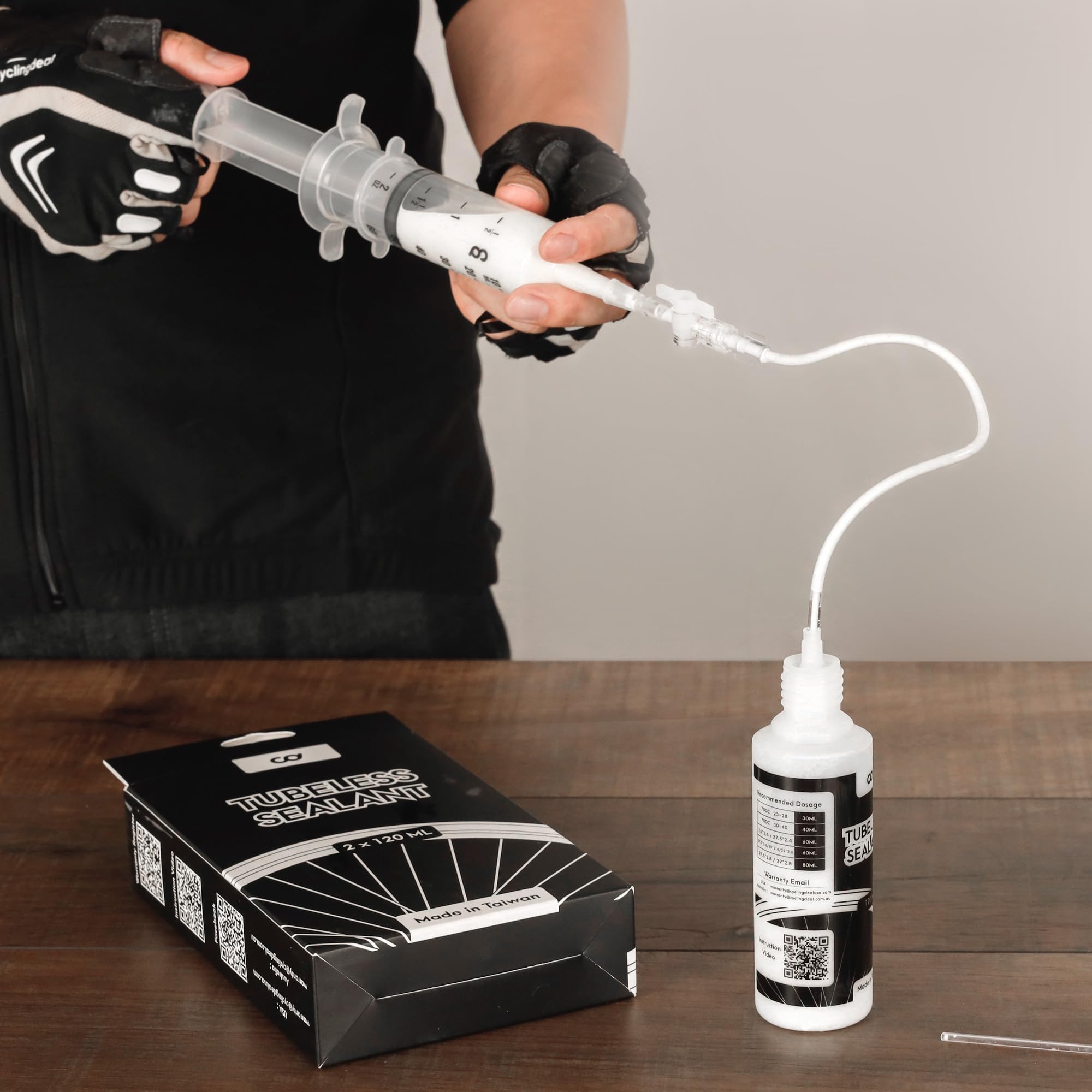 CyclingDeal Upgraded Formula 2 x 4oz Bottles Bike Bicycle Tubeless Tire Sealant Injector Kit - Long Lasting, Fast Sealing, Smooth Filling - Tire Puncture Repair Kit for Road MTB Bikes - Image 7
