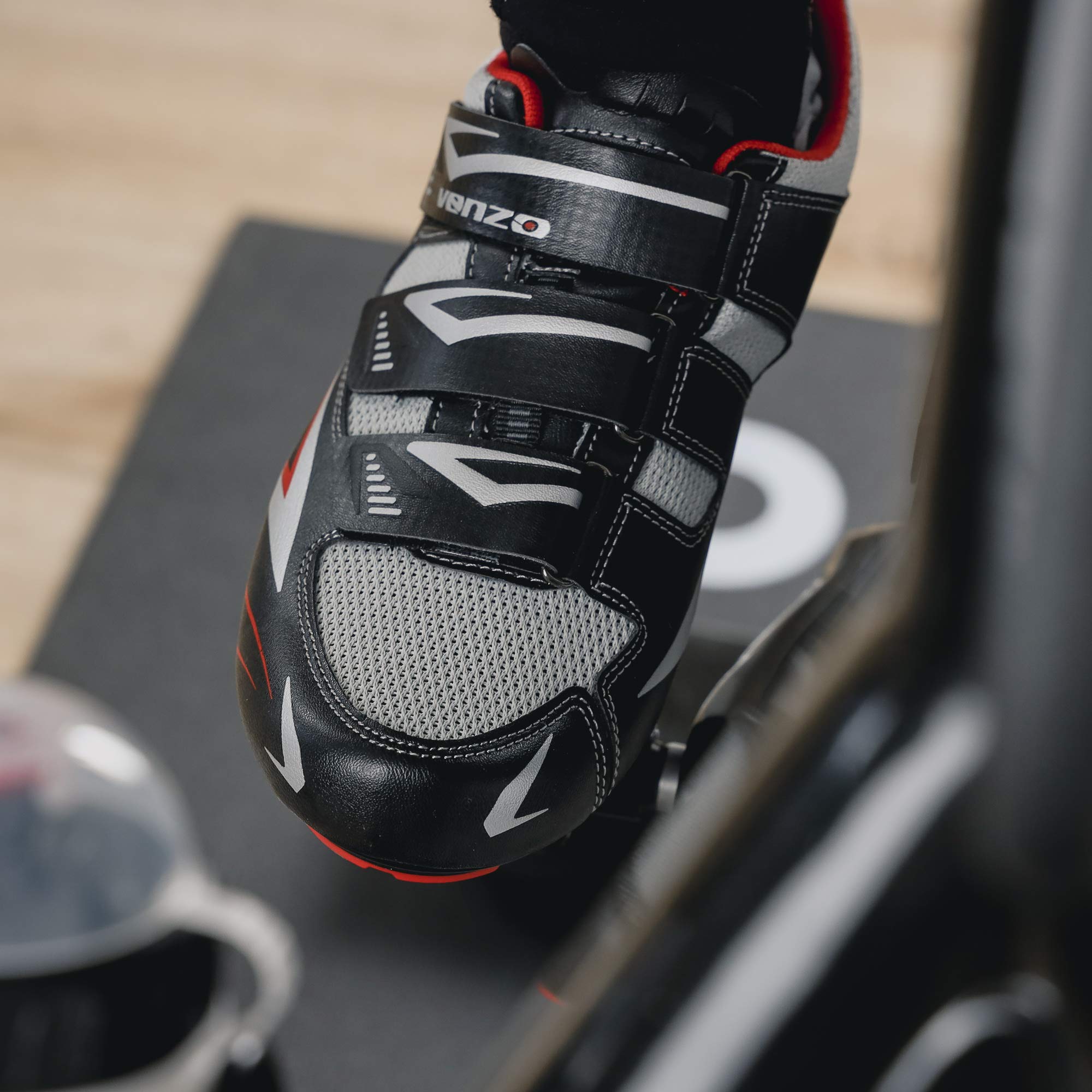 Venzo Bicycle Men's Road Cycling Riding Shoes - 3 Straps - Compatible with Look Delta & for Shimano SPD-SL - Perfect for Road Racing Bikes - Image 6