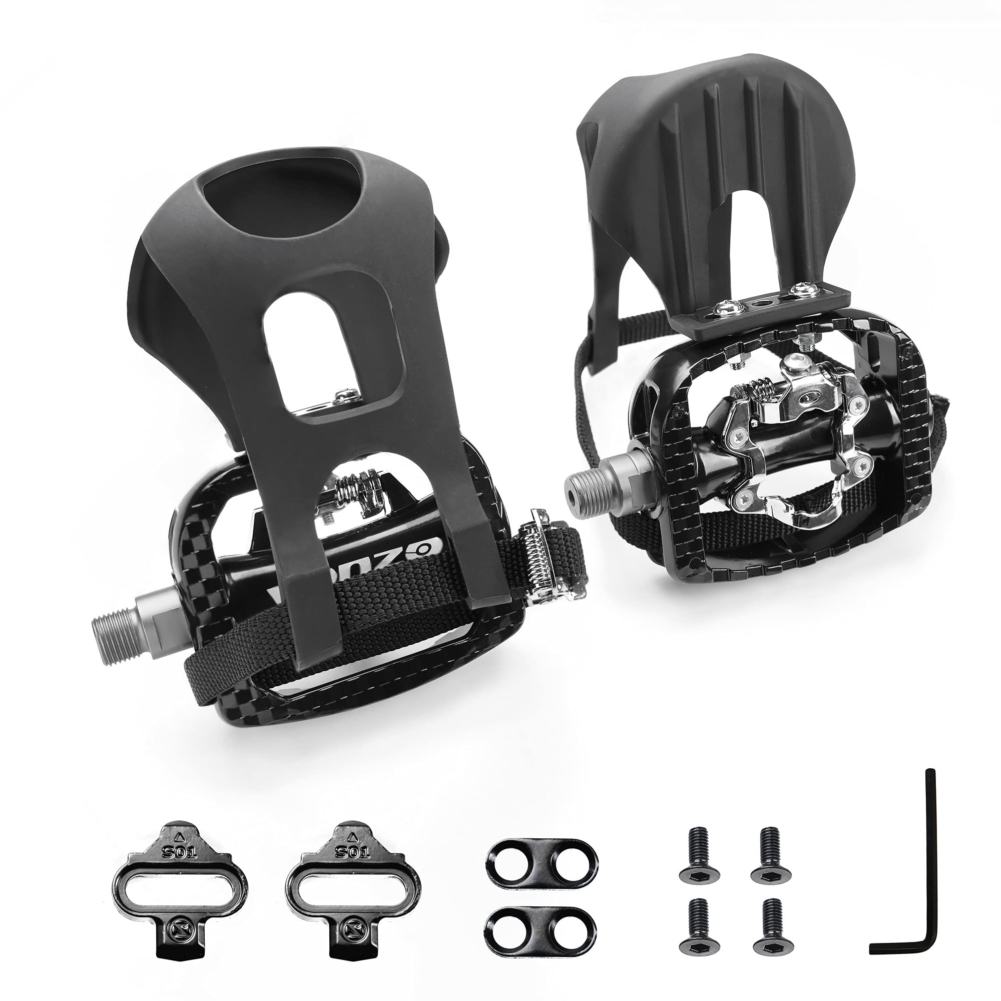 Venzo Bike Toe Clips Cages & Pedals - Compatible with Shimano SPD - Fixed or Adjustable Bicycle Toe Clips & Cleats for Fitness Indoor Exercise Bikes - Image 3