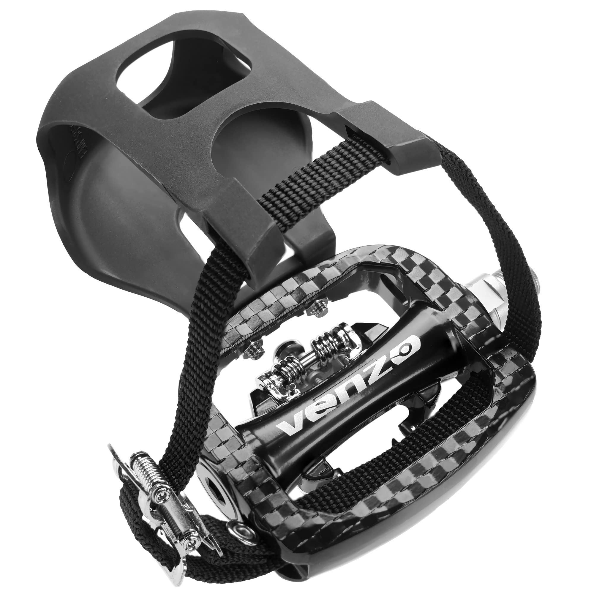 Venzo Bike Toe Clips Cages & Pedals - Compatible with Shimano SPD - Fixed or Adjustable Bicycle Toe Clips & Cleats for Fitness Indoor Exercise Bikes - Image 4