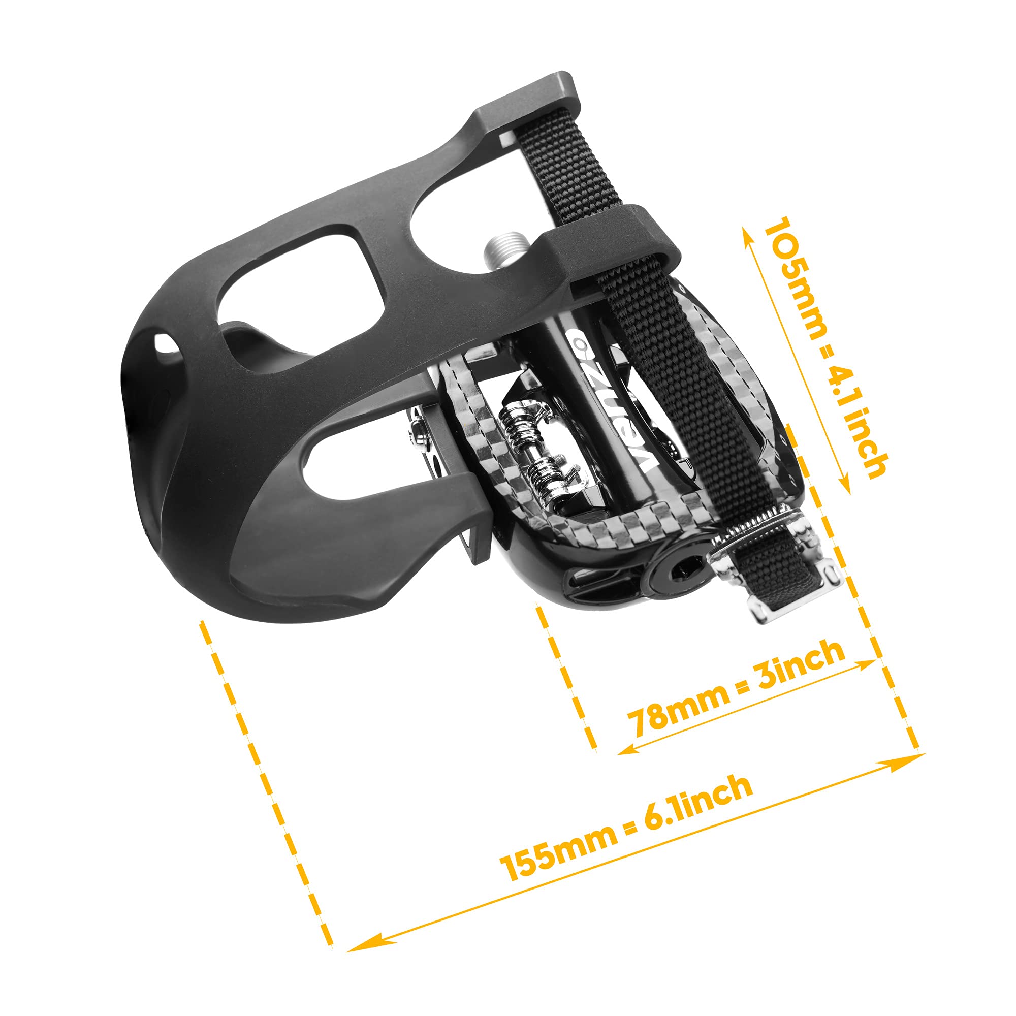 Venzo Bike Toe Clips Cages & Pedals - Compatible with Shimano SPD - Fixed or Adjustable Bicycle Toe Clips & Cleats for Fitness Indoor Exercise Bikes - Image 5