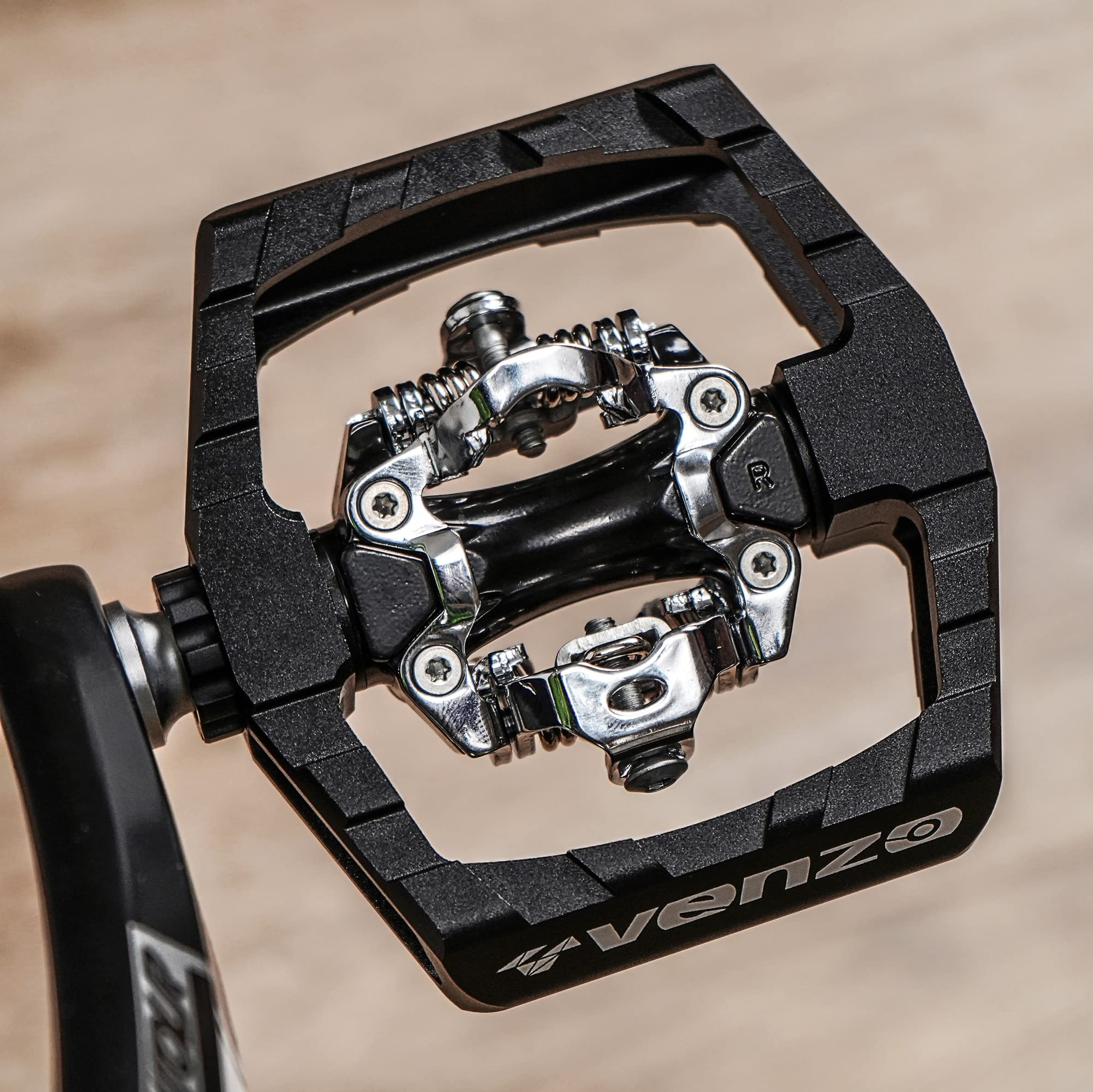 VENZO Click'R Compatible with Shimano SPD Mountain Bike Sealed Pedals with Cleats - Dual Platform Clipless Pedals for Mountain Bike - Easy Clip in & Out - Image 6