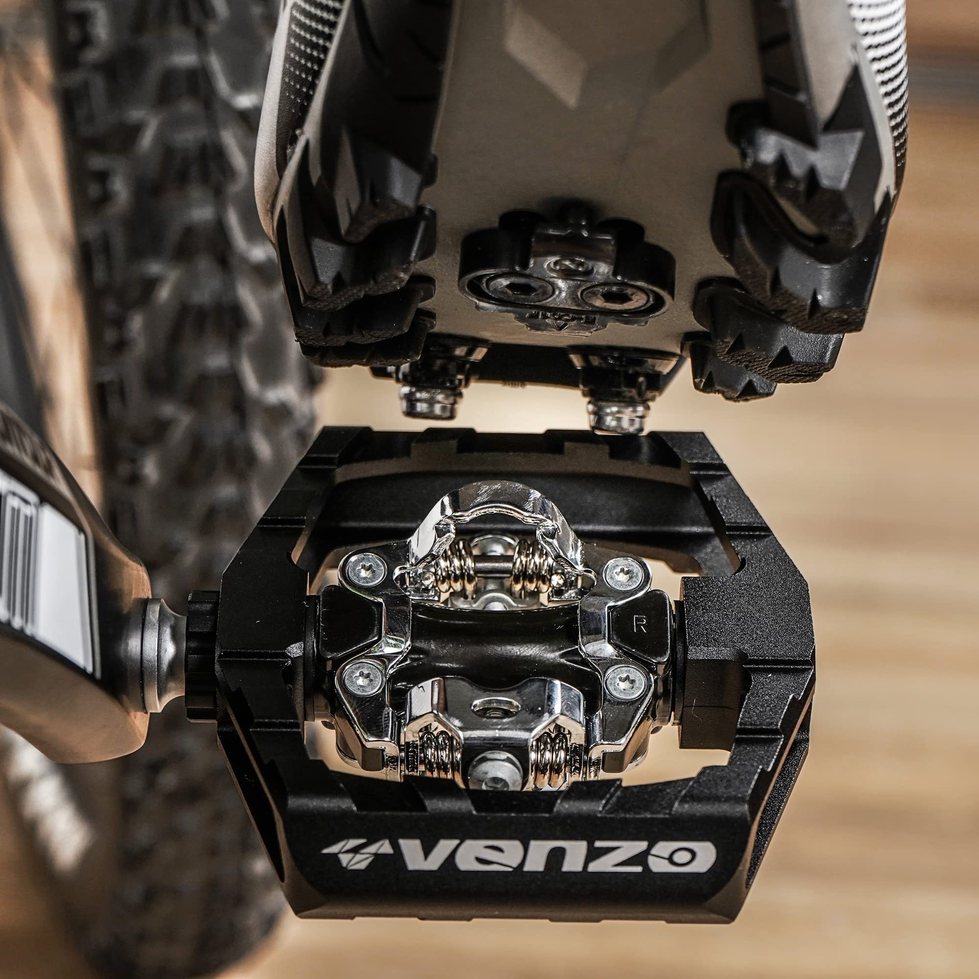 VENZO Click'R Compatible with Shimano SPD Mountain Bike Sealed Pedals with Cleats - Dual Platform Clipless Pedals for Mountain Bike - Easy Clip in & Out - Image 7