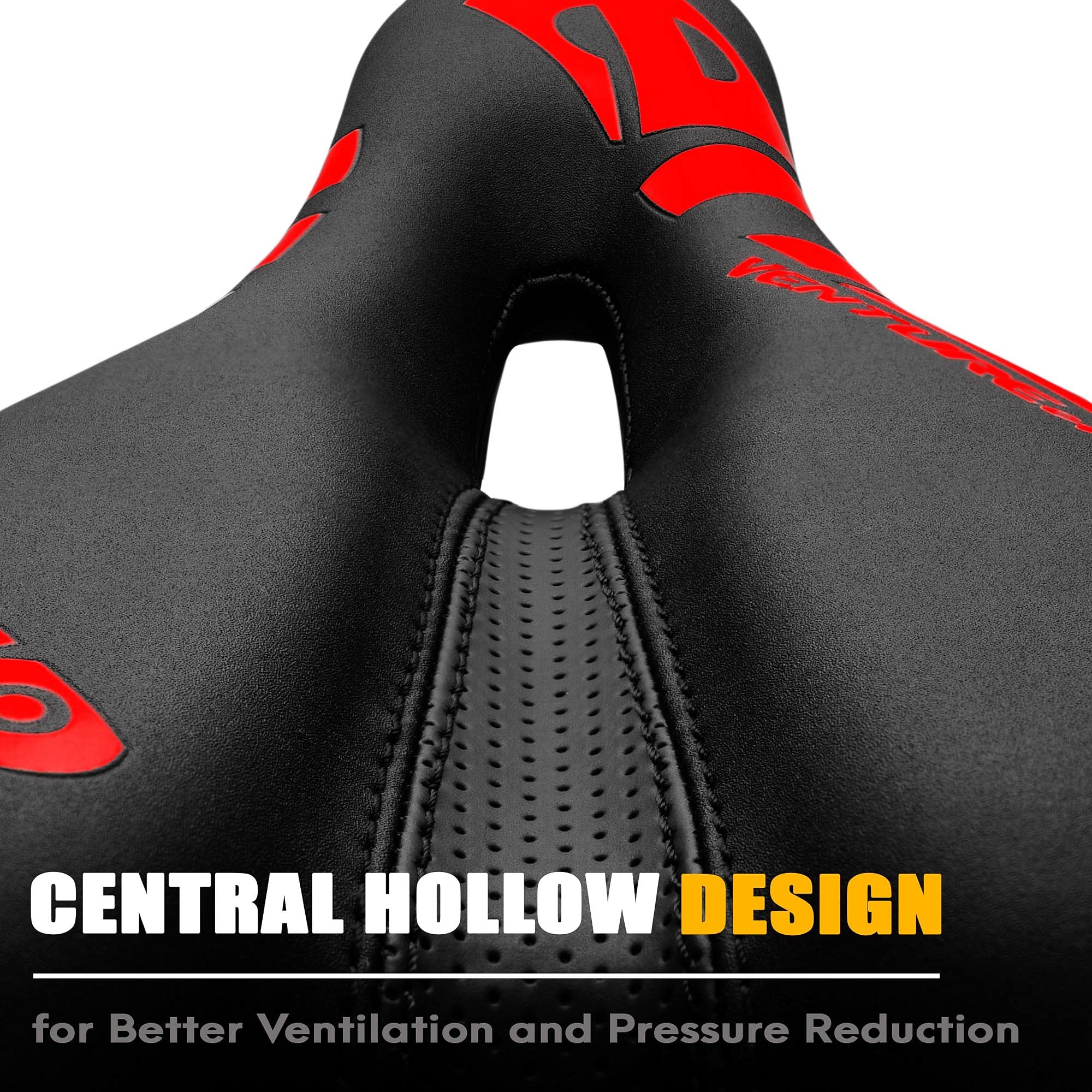 Venzo Comfortable Bike Bicycle Saddle Seat - for MTB, Road, Exercise, Trekking, Folding, Hybrid & Cruiser Bikes - XC Saddle Seat - Red - Image 3