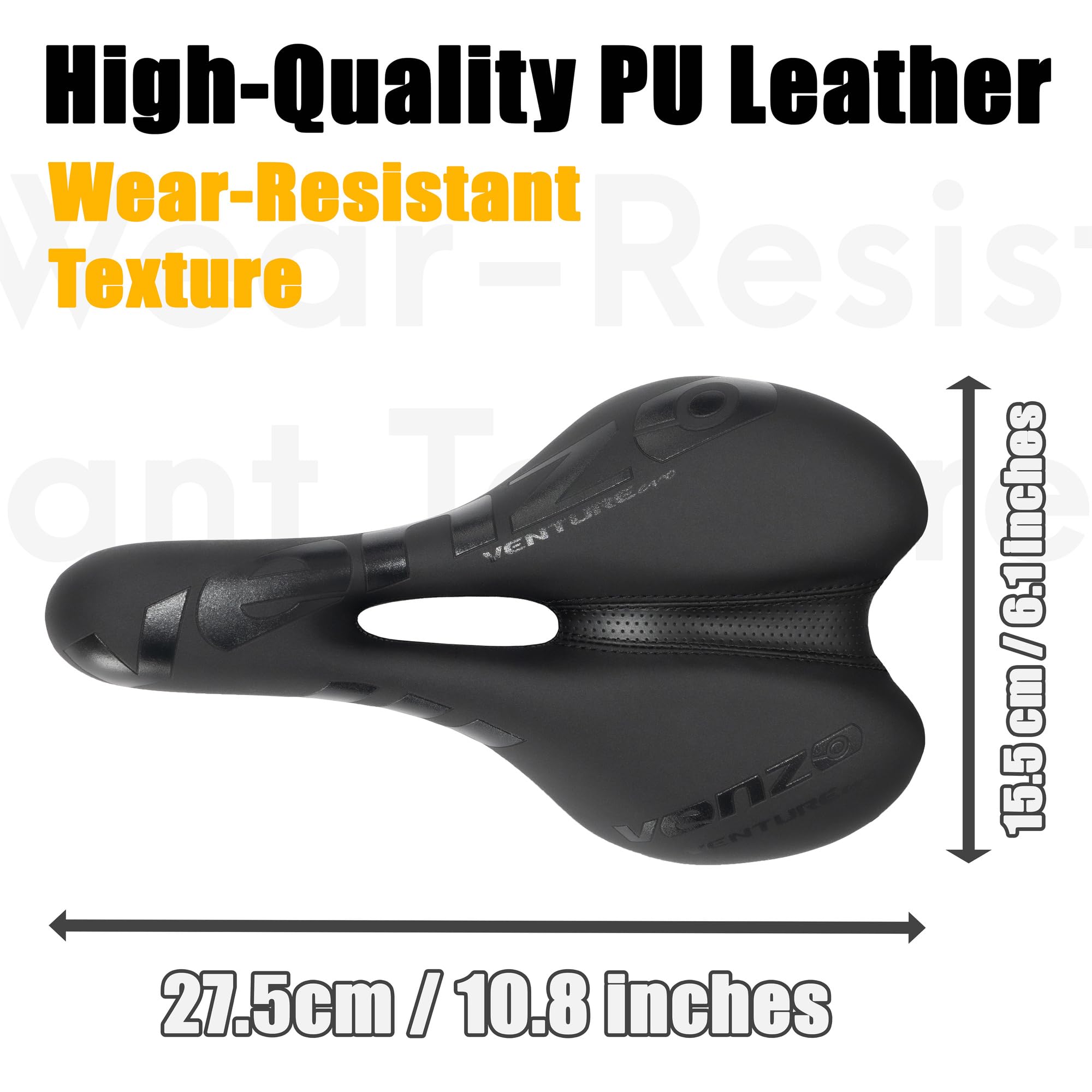 Venzo Comfortable Saddle Bike Seat | Soft & Durable Bicycle Seat for MTB, Road, Exercise, Trekking, Folding, Hybrid & Cruiser Bikes | Breathable & Ergonomic Design Bike Saddle for Lower Resistance - Image 2