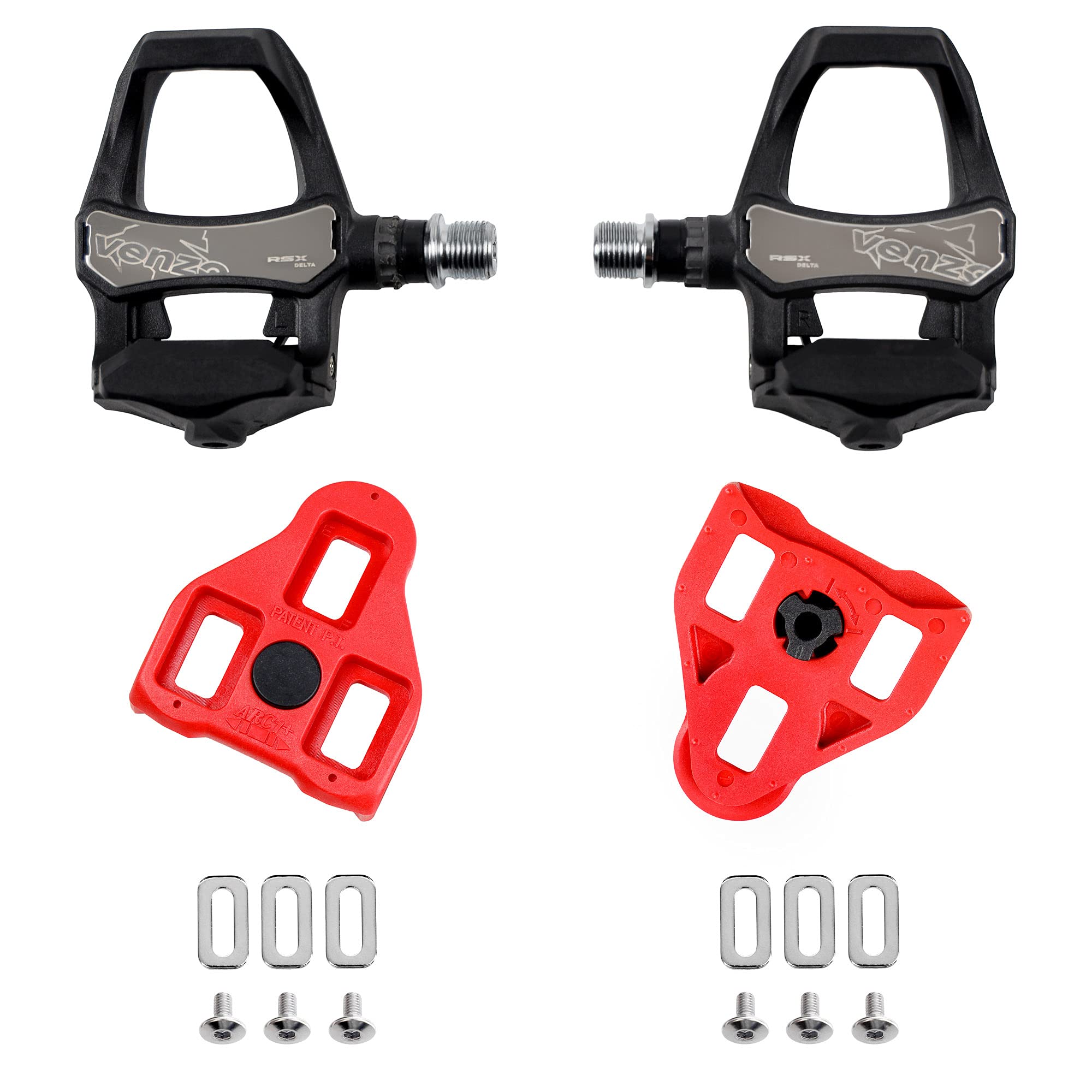 Venzo Compatible with Look ARC Delta Pedals - Sealed Bearings Cycling Road Bike Bicycle Clipless Tension Adjustable Pedals with 9 Degree Float Cleats - (NOT for Look KEO, SPD-SL & SPD) 9/16" - Image 3
