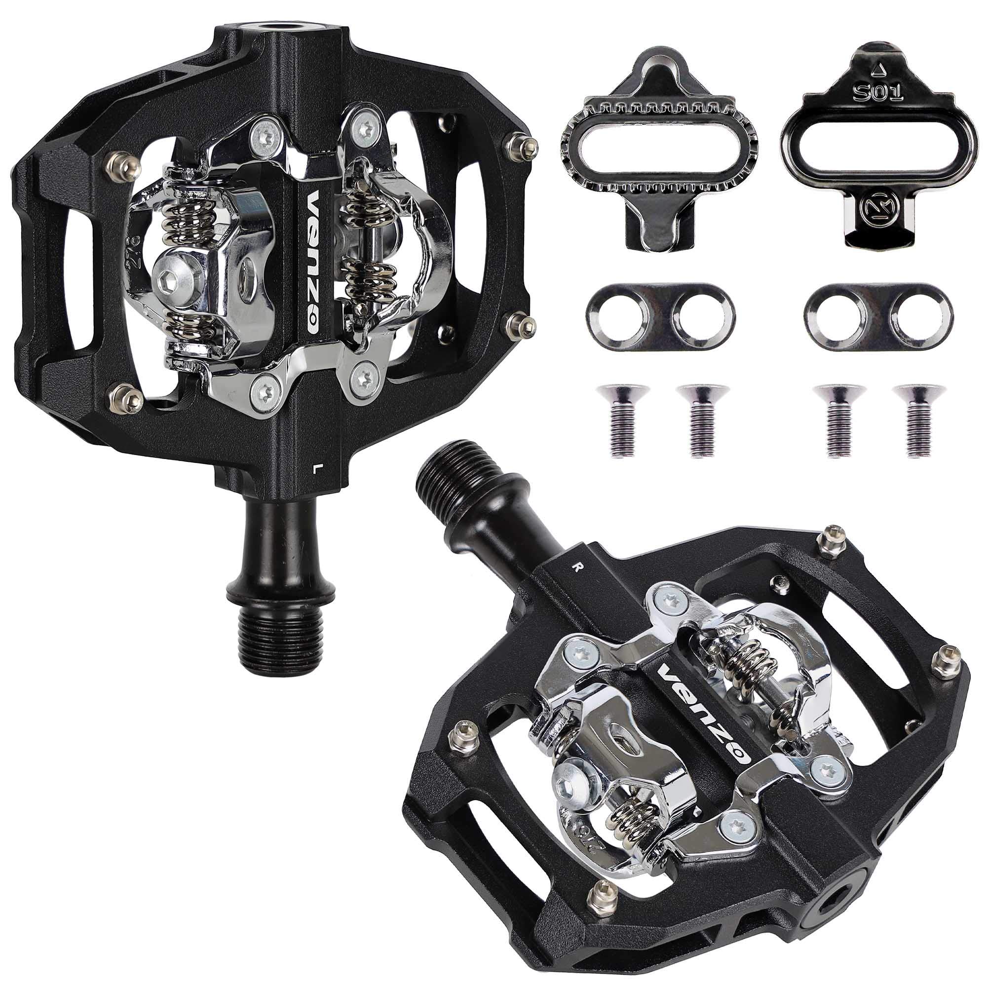 VENZO Compatible with Shimano SPD Mountain Bike CNC Aluminum Cr-Mo Sealed Pedals - Dual Sided Q Factor/Axle Length 57mm with Cleats - Image 4
