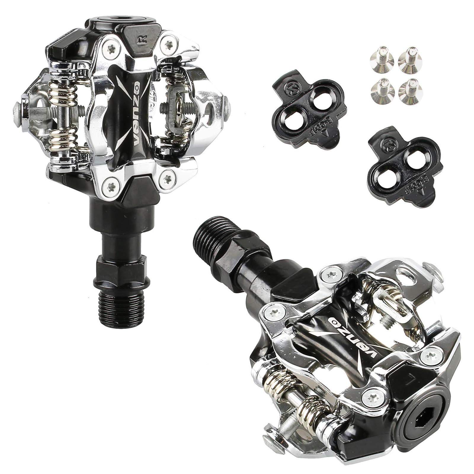 VENZO Compatible with Shimano SPD Mountain Bike CNC Cr-Mo Die-Cast Aluminum Sealed Pedals with Cleats - Dual Platform Clipless Pedals for Mountain Bike Shoes - Easy Clip in & Out - Image 3