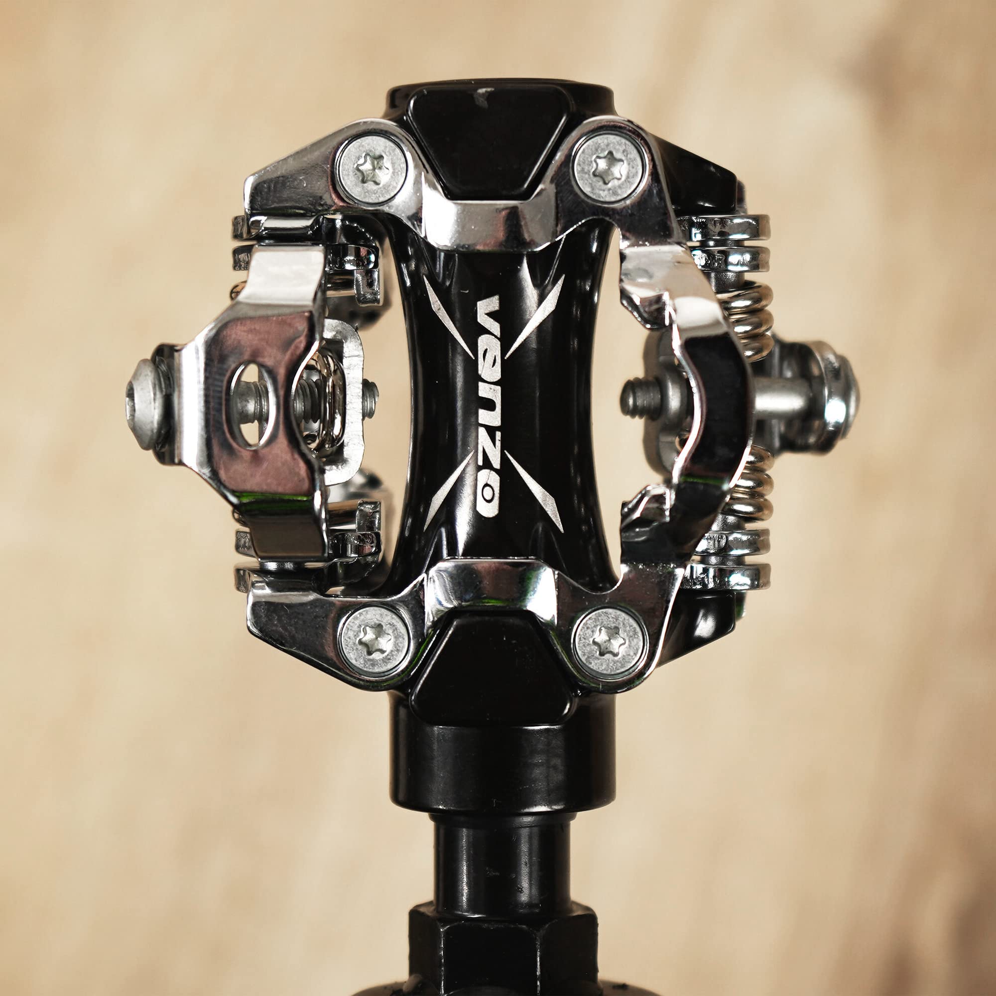VENZO Compatible with Shimano SPD Mountain Bike CNC Cr-Mo Die-Cast Aluminum Sealed Pedals with Cleats - Dual Platform Clipless Pedals for Mountain Bike Shoes - Easy Clip in & Out - Image 4