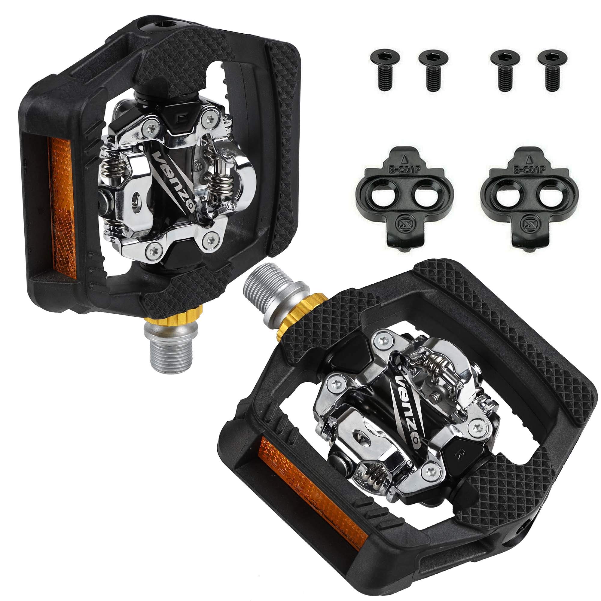 VENZO Compatible with Shimano SPD Mountain Bike CNC Cr-Mo Die-Cast Aluminum Sealed Pedals with Cleats - Dual Platform Clipless Pedals for Mountain Bike Shoes - Easy Clip in & Out - Image 3