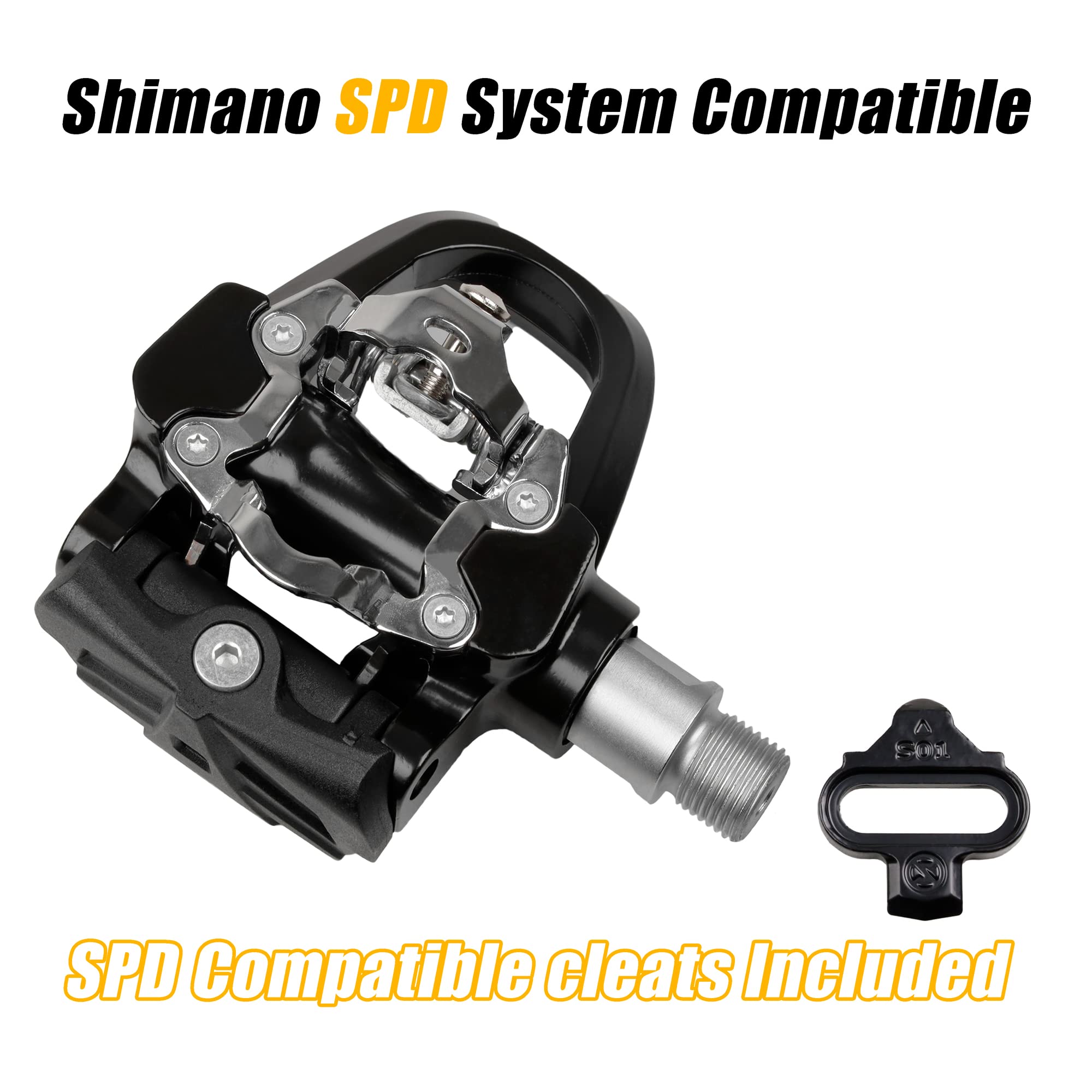 Venzo Compatible with Shimano SPD-SL & Shimano SPD System for Indoor Fitness Exercise Bike Bicycle Pedals & Cleats with 9/16" Heavy Duty Spindles Sealed Bearing - Image 4