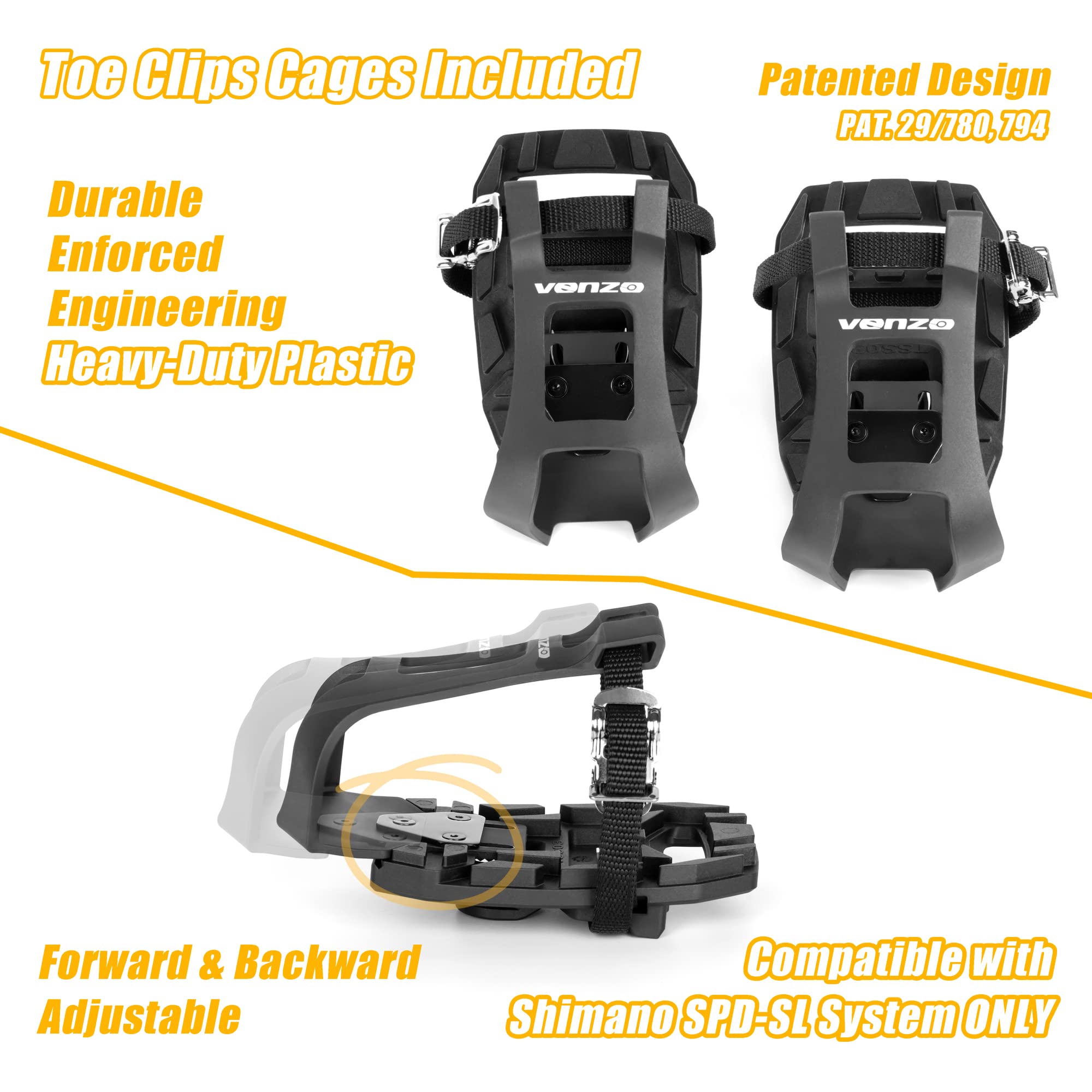 Venzo Compatible with Shimano SPD-SL & Shimano SPD System for Indoor Fitness Exercise Bike Bicycle Pedals & Cleats with 9/16" Heavy Duty Spindles Sealed Bearing - Image 5