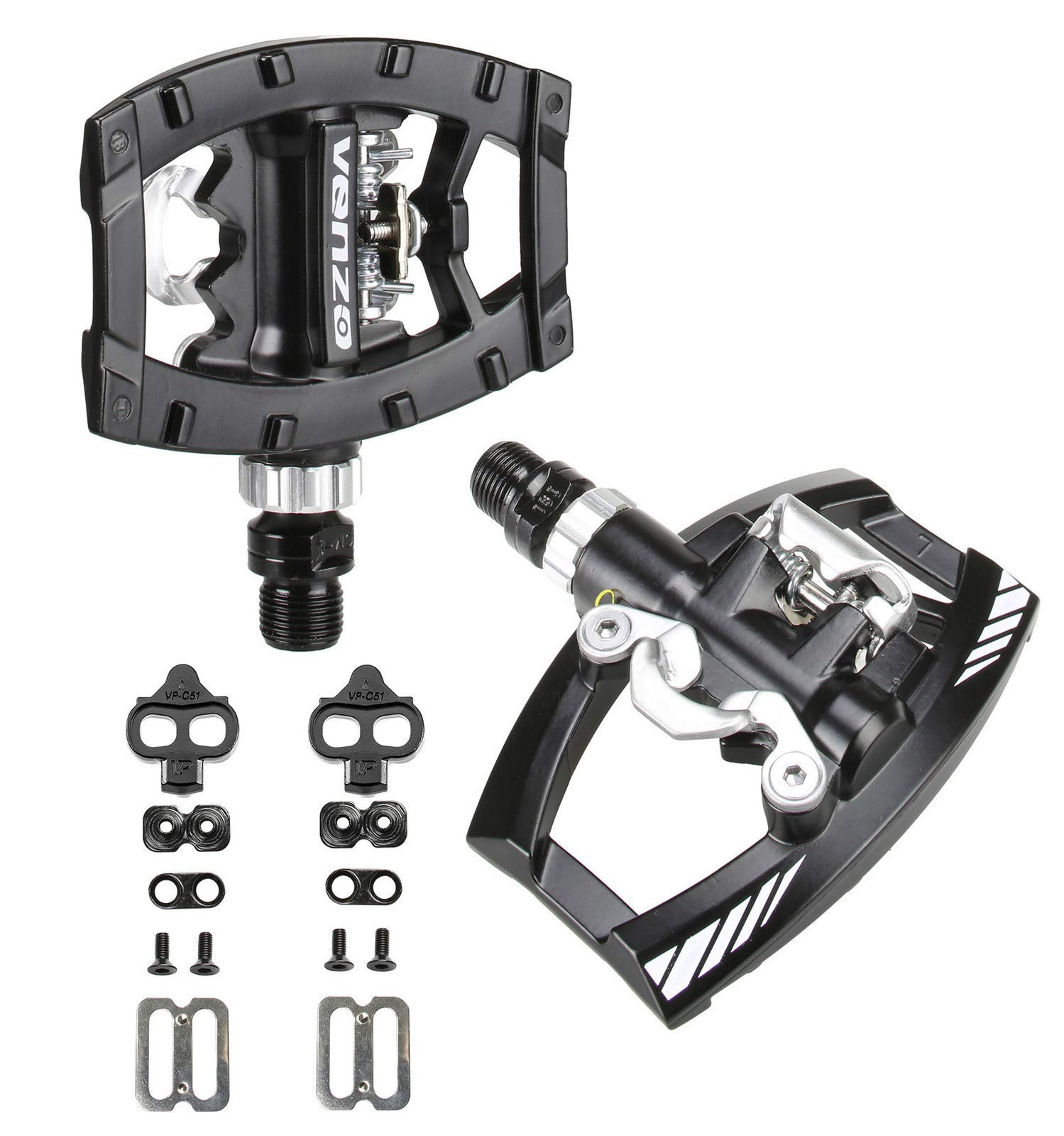 Venzo Dual Function Platform Multi-Use Compatible with Shimano SPD Mountain Bike Bicycle Sealed Clipless Pedals - Dual Platform Multi-Purpose - Great for Touring, Road, Trekking Bikes - Image 4