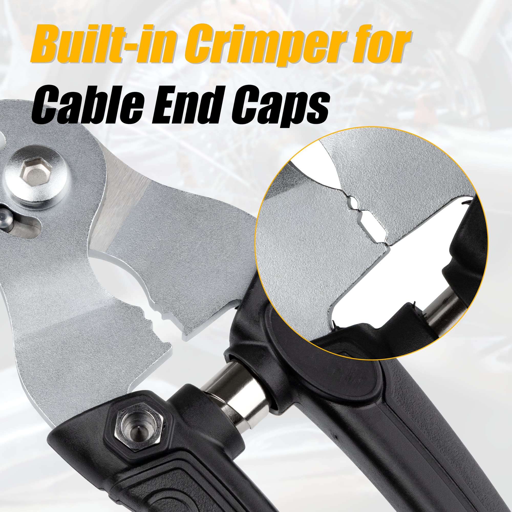 Venzo Heavy Duty - 2 in 1 - Stainless Steel Cable Wire and Housing - Cutter Scissors Crimper Repair Tool - Bike Bicycle Brake MTB Cable, Small Hard Wire - Image 3