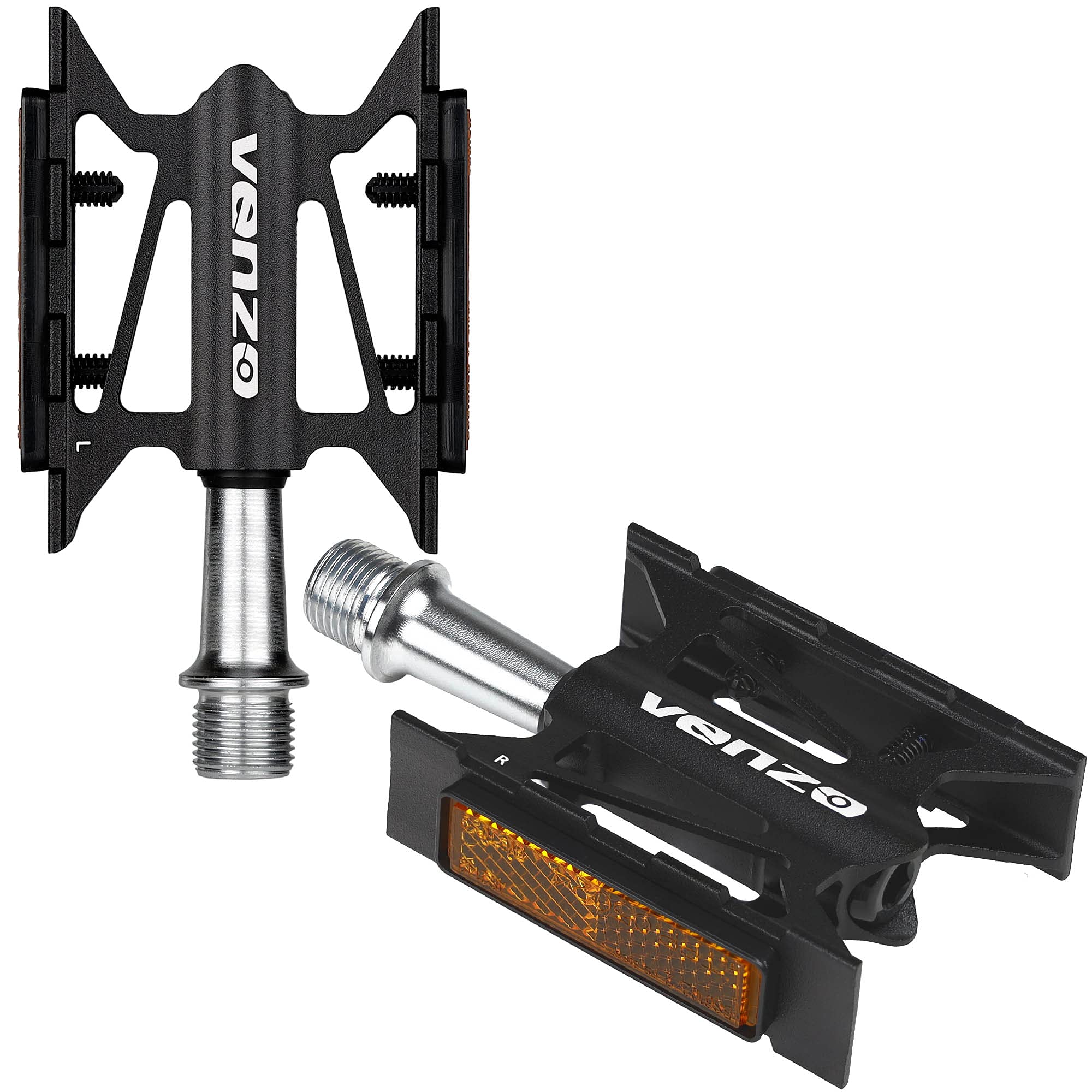 VENZO Mountain City Hybrid Touring e Bike - CNC Aluminum- Cr-Mo Sealed Bearing Pedals 9/16" - Extra Light 217g or 7.7 oz/Pair - Image 3