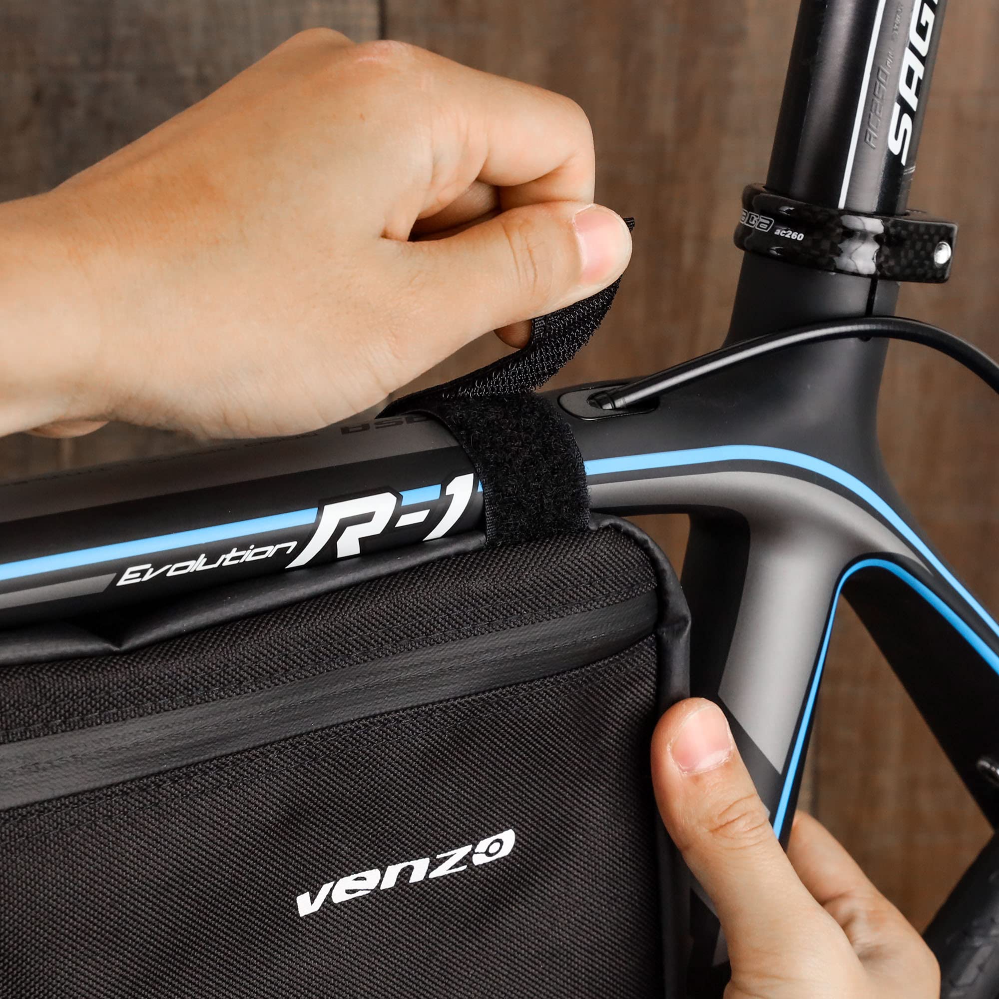 Venzo Road Mountain Bike Bicycle 2.5L 210D Waterproof Polyester Under Frame Top Tube Front Storage Triangle Pouch Bike Touring Packing Bags - Image 5