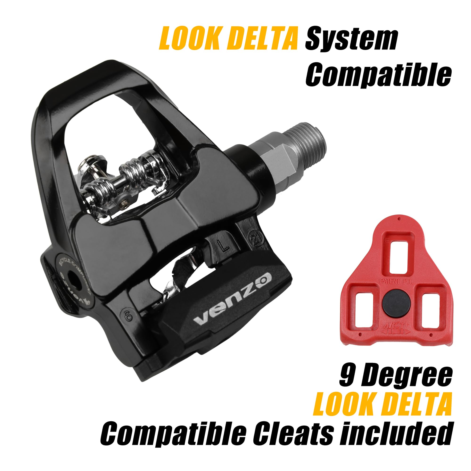 VENZO Sealed Fitness Exercise Indoor Bike Bicycle Pedals & Cleats - Compatible with Peloton, Look Delta & Shimano SPD - with Toe Cages Pedals Set or Cage Removal Tool for Indoor Fitness Exercise - Image 2