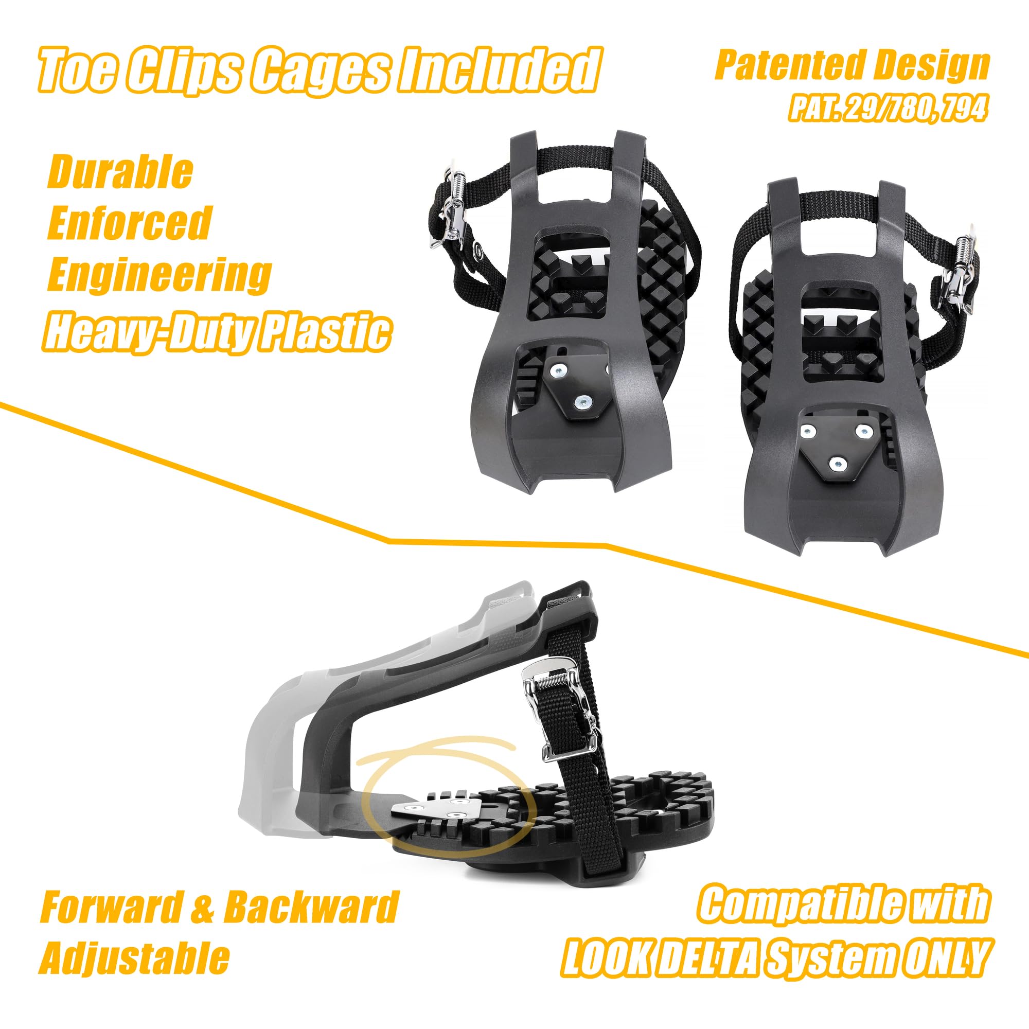 VENZO Sealed Fitness Exercise Indoor Bike Bicycle Pedals & Cleats - Compatible with Peloton, Look Delta & Shimano SPD - with Toe Cages Pedals Set or Cage Removal Tool for Indoor Fitness Exercise - Image 5